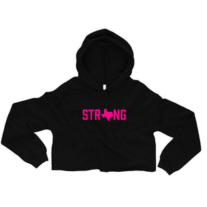 Women's Texas State Home Strong Fitness Gym Workout Crop Hoodie Black
