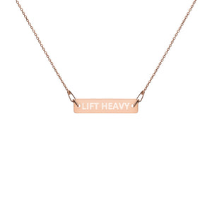 Women's Lift Heavy Engraved 24K Rose Gold Bar Chain Necklace