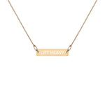Women's Lift Heavy Engraved 24K Gold Bar Chain Necklace Jewelry