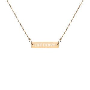 Women's Lift Heavy Engraved 24K Gold Bar Chain Necklace Jewelry