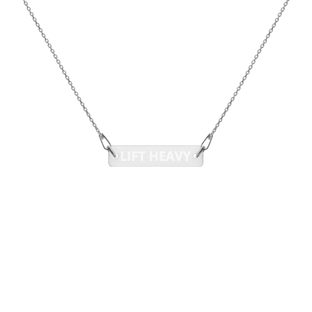 Women's Lift Heavy Engraved Silver Bar Chain Necklace Jewelry