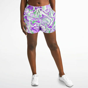 Purple Marble Running Shorts