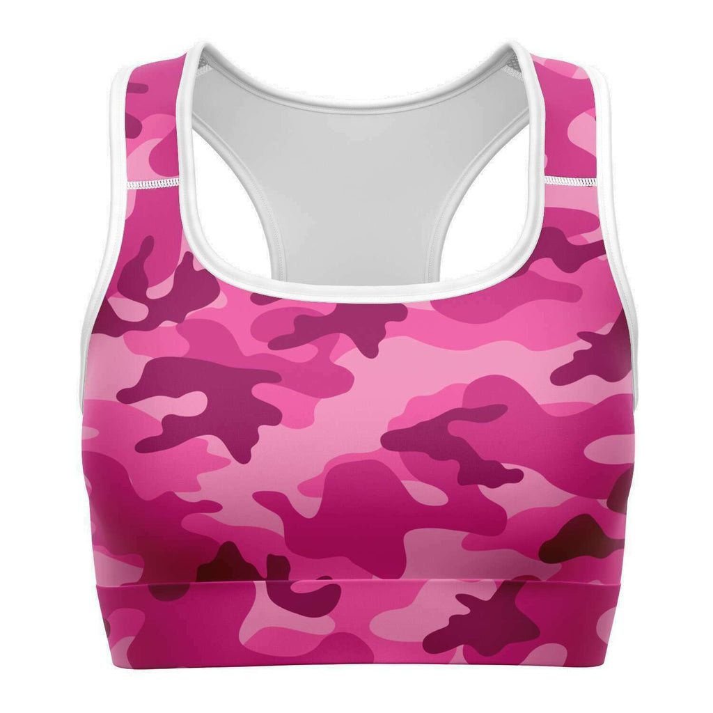 Women's All Pink Camouflage Athletic Sports Bra