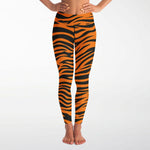 Women's Wild Orange Bengal Tiger Stripe High-Waisted Yoga Leggings