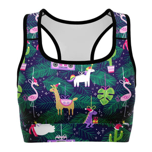 Women's Christmas In July Party Animals Athletic Sports Bra