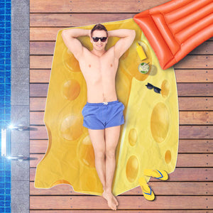Yellow Cheese Slice Beach Blanket Towel 