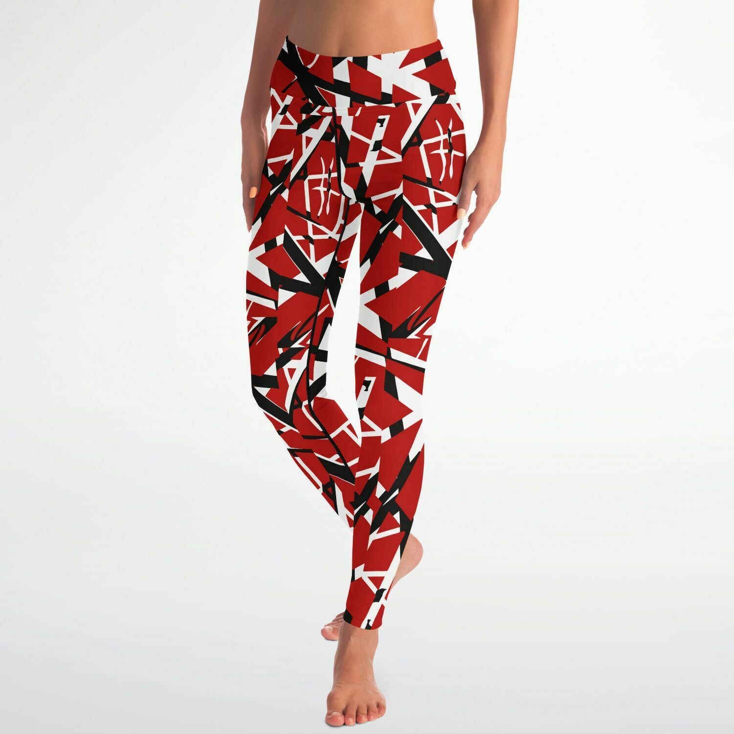 Women's 80s Red Rock Roll Stripes High-waisted Leggings | Iron