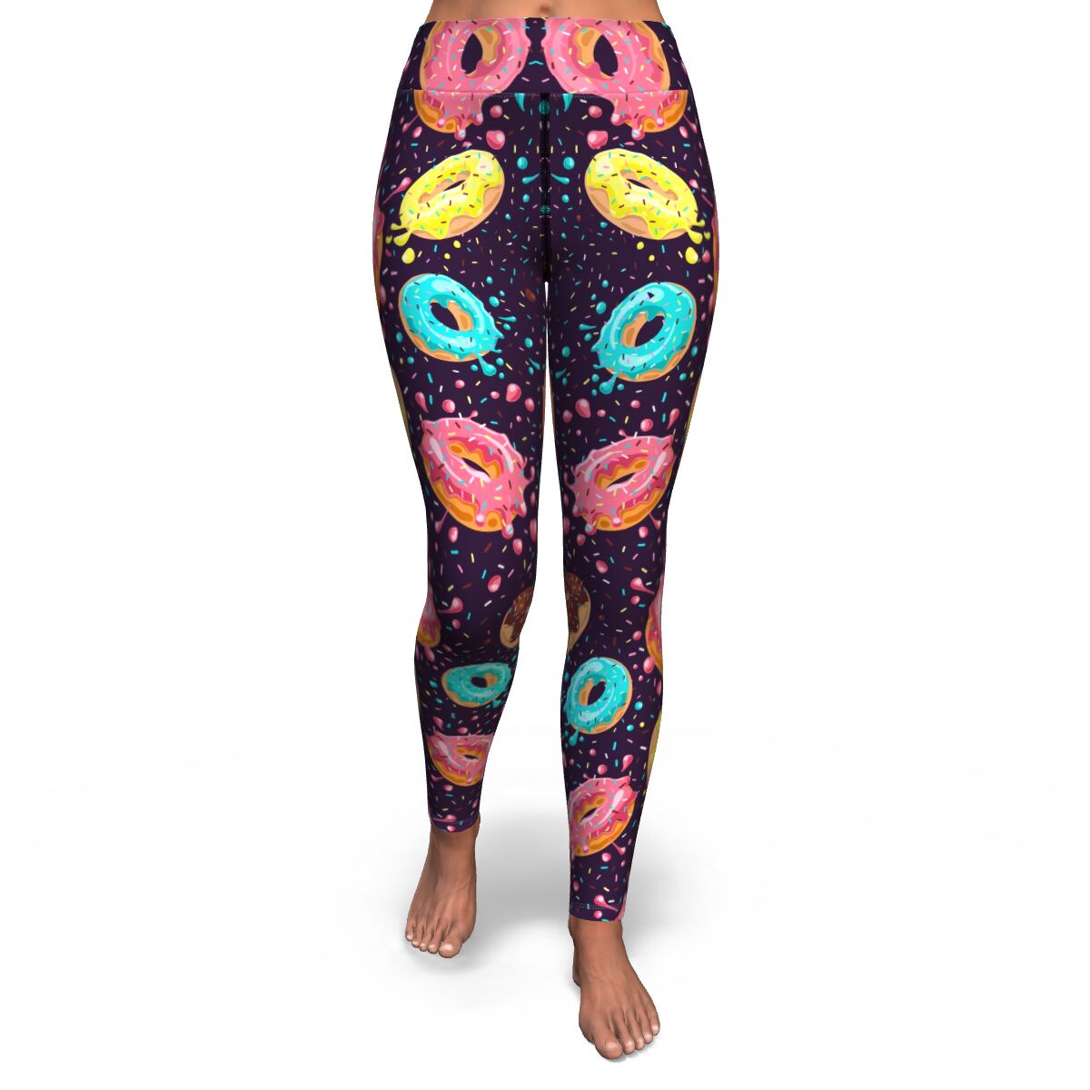 Women's Hot Donut Galaxy Explosion High-waisted Yoga Leggings Front