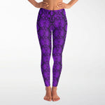 Women's Purple Snakeskin Reptile Print High-waisted Yoga Leggings