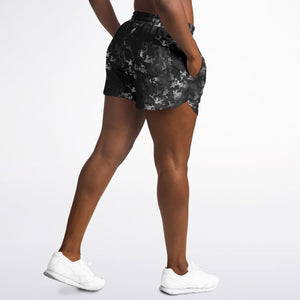 Black Silver Marble Running Shorts