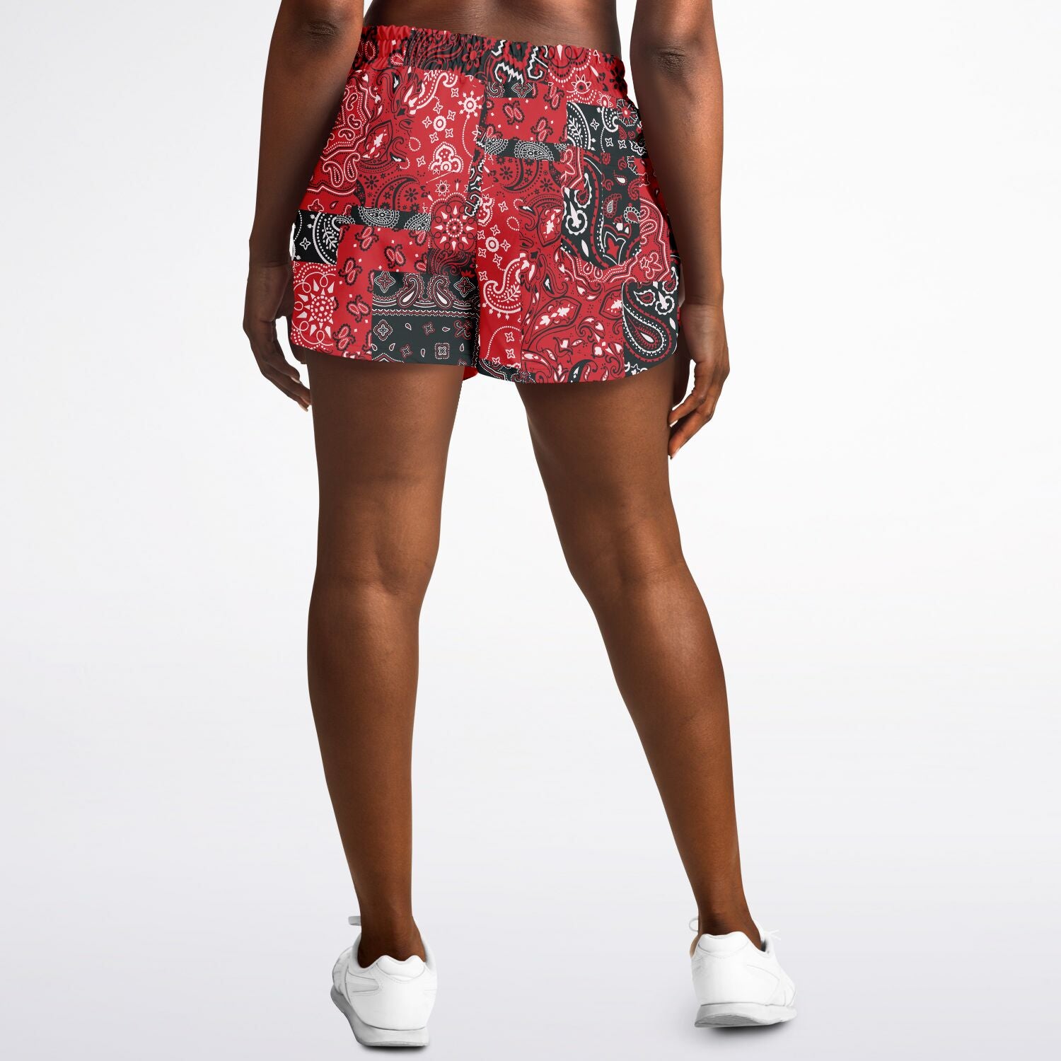 Red Paisley Patchwork Running Shorts
