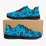 Women's Blue Black Paisley Bandana Gym Workout Running Sneakers