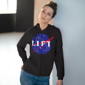 Women's Black NASA LIFT Heavy Space Gym Workout Unisex Zipper Hoodie