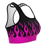 Women's Black Pink Classic Hod Rod Fire Drip Athletic Sports Bra Right