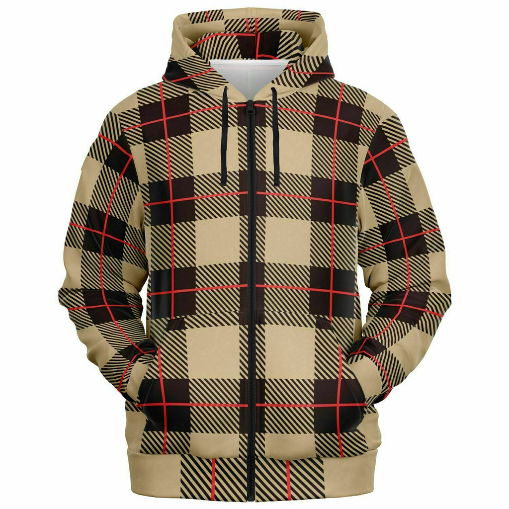 Unisex London Posh Luxury Plaid Zip-Up Hoodie