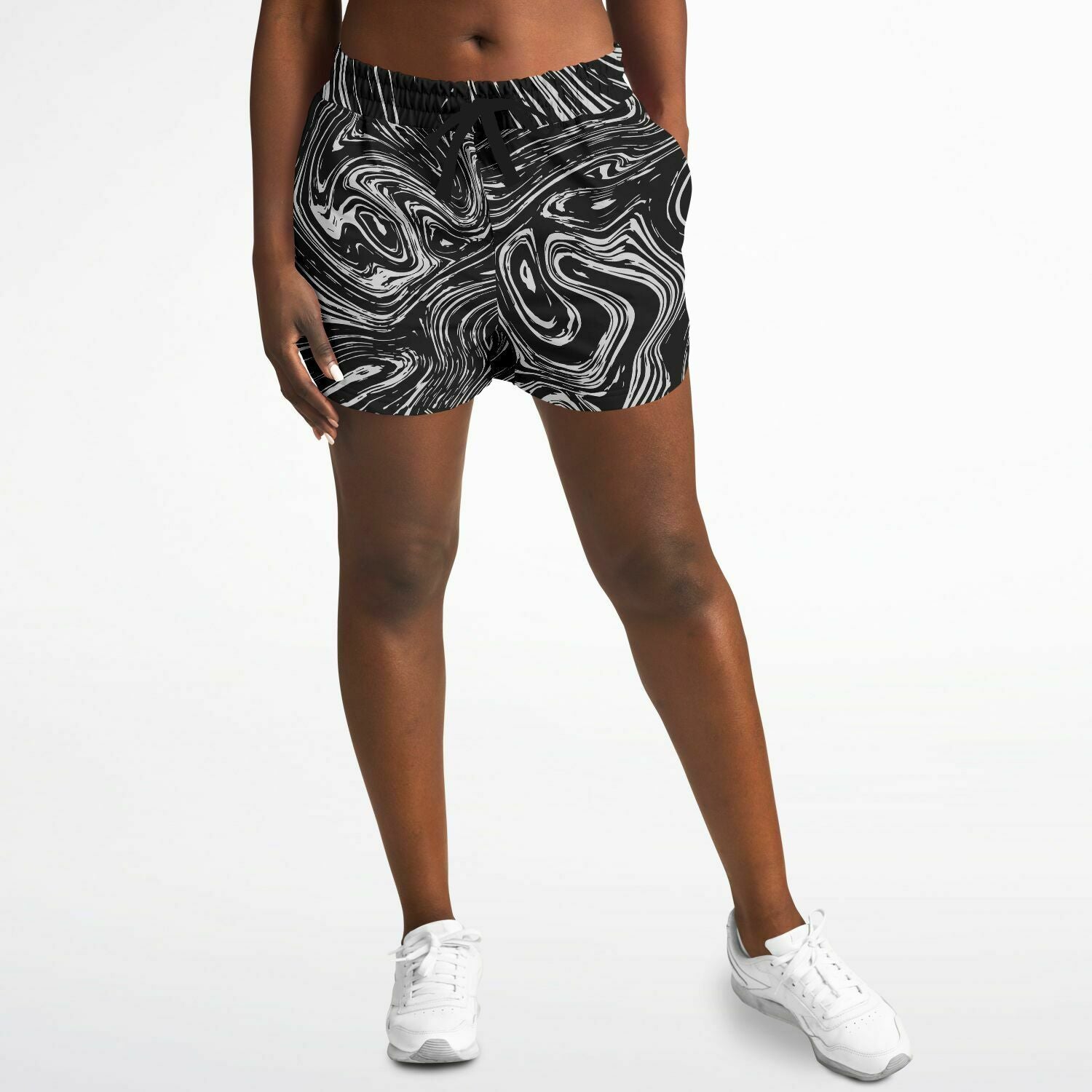 Black Marble Swirl Running Shorts