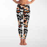 Women's Urban Jungle Orange White Black Camouflage High-waisted Yoga Leggings