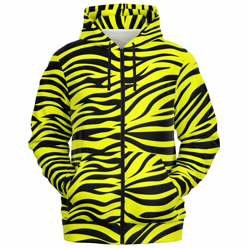 Unisex Wild Yellow Bengal Tiger Stripes Animal Pattern Athletic Zip-up Hoodie