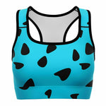 Women's Blue Betty Primitive Cave Woman Cartoon Athletic Sports Bra