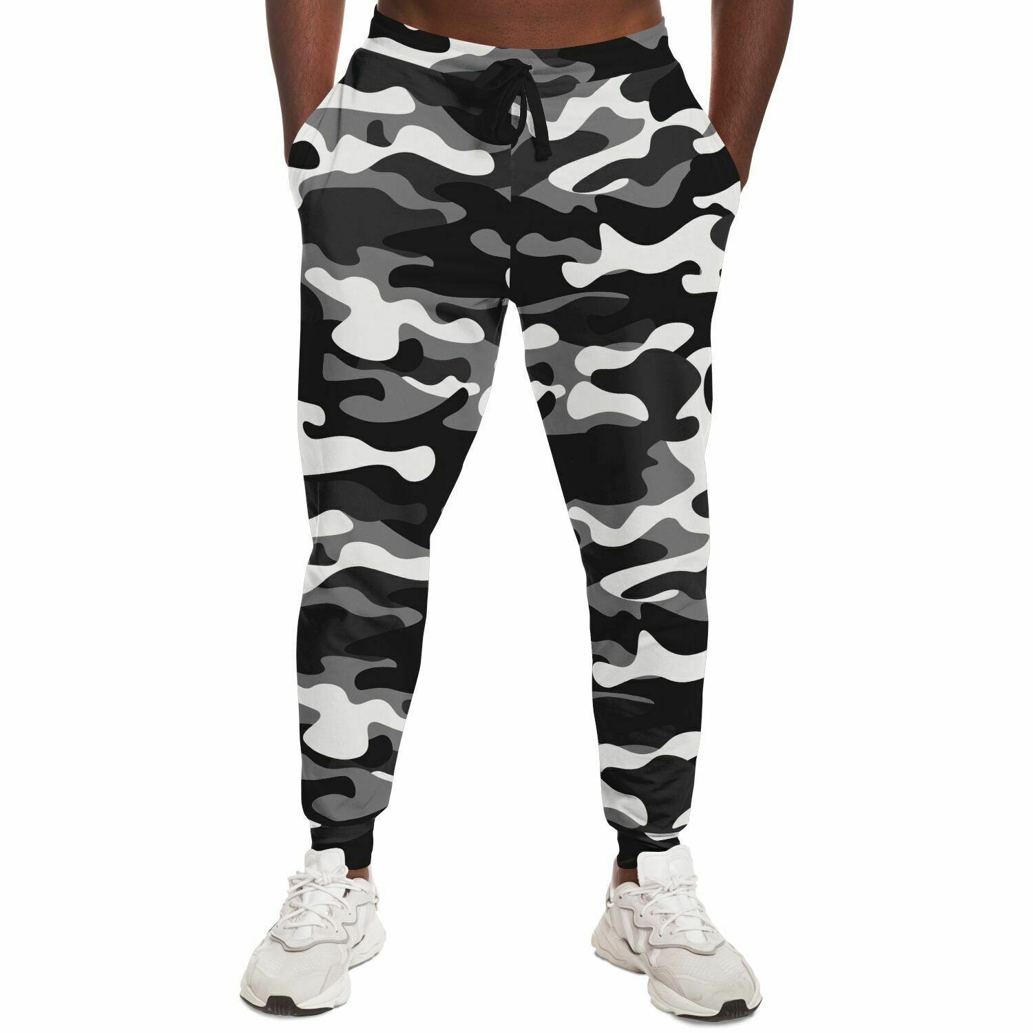 Unisex Urban Jungle Black White Camouflage Athletic Joggers