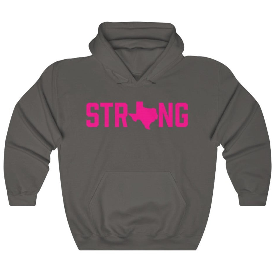 Pink Dark Grey Texas State Strong Gym Fitness Weightlifting Powerlifting CrossFit Muscle Hoodie