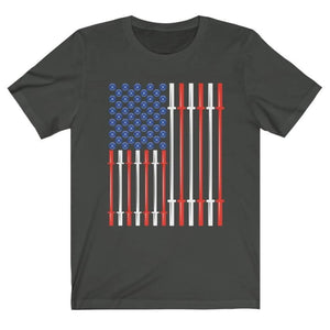 Dark Grey Freedom Weights Stars Bars America USA American States Gym Fitness Weightlifting Powerlifting CrossFit T-Shirt