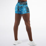 Teal Paisley Patchwork Athletic Shorts