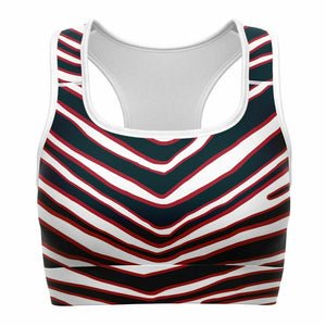 Women's Houston Texas Football Zebra Stripe Animal Pattern Sports Bra 