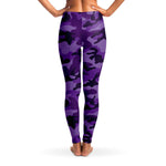 Women's All Purple Camouflage Mid-rise Yoga Leggings Back