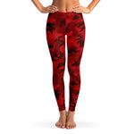 Women's All Red Camouflage Mid-rise Yoga Leggings
