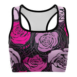 Women's Abstract Roses Athletic Sports Bra