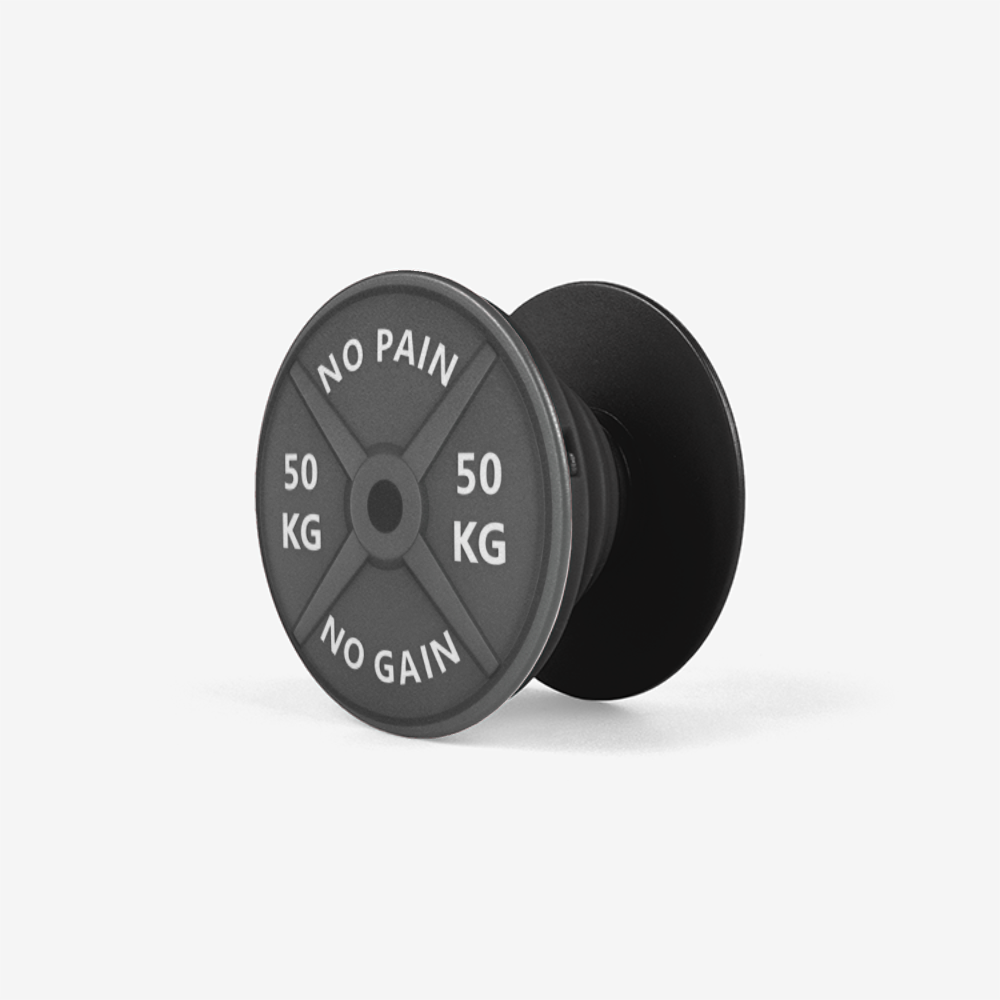 Old School No Pain No Gain 50 KG Iron Weight Lift Heavy Popsocket Side Black