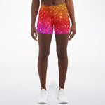 Women's Rainbow Sparkle Unicorn Explosion Athletic Booty Shorts