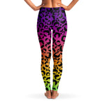 Women's Rainbow Gradient Leopard Cheetah Print Mid-rise Yoga Leggings Back
