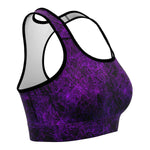 Women's Purple Neon Spider Web Halloween Athletic Sports Bra Right