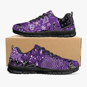 Women's Purple Paisley Patchwork Gym Workout Running Sneakers