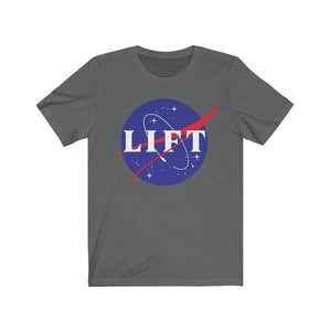 Slate Grey NASA LIFT Heavy Space Gym Workout Short-Sleeve Unisex TShirt