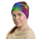 Rainbow Space Rave Galaxy Stars Neck Gaiter Multifunctional Headband Headwear