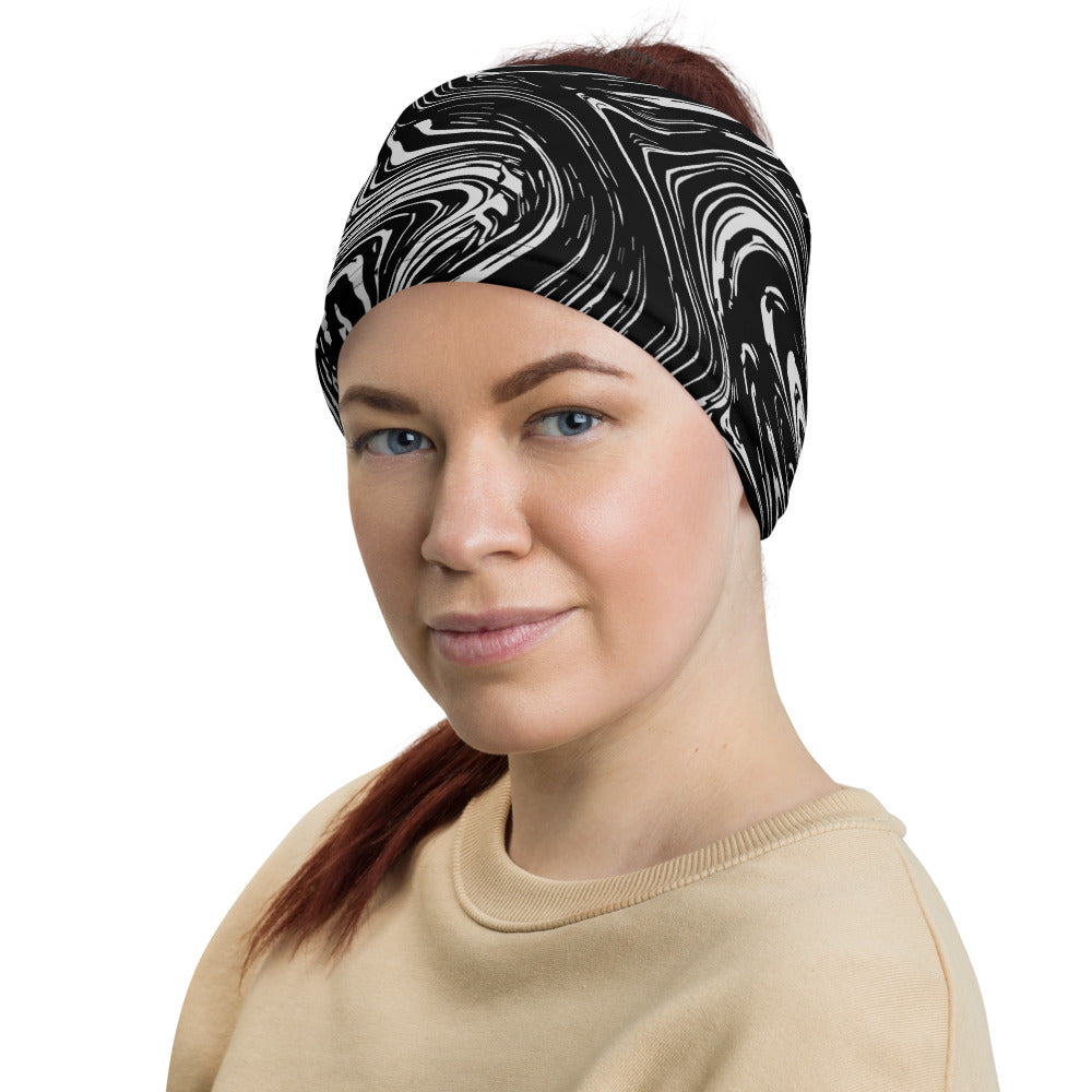 Black Marble Swirl Multifunctional Headband Neck Gaiter