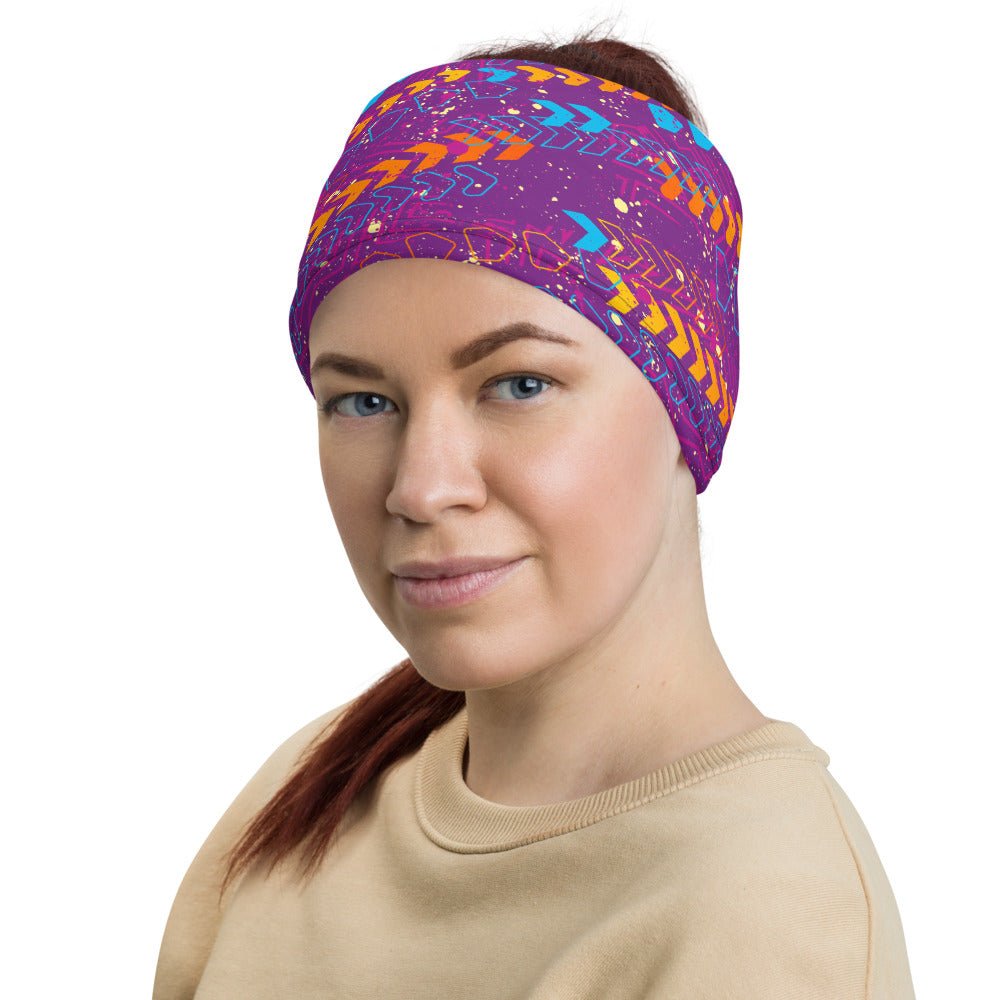 Purple Fast Forward Multifunctional Headband Neck Gaiter Headwear