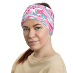 Pink Blue Marble Paint Swirls Multifunctional Headband Neck Gaiter