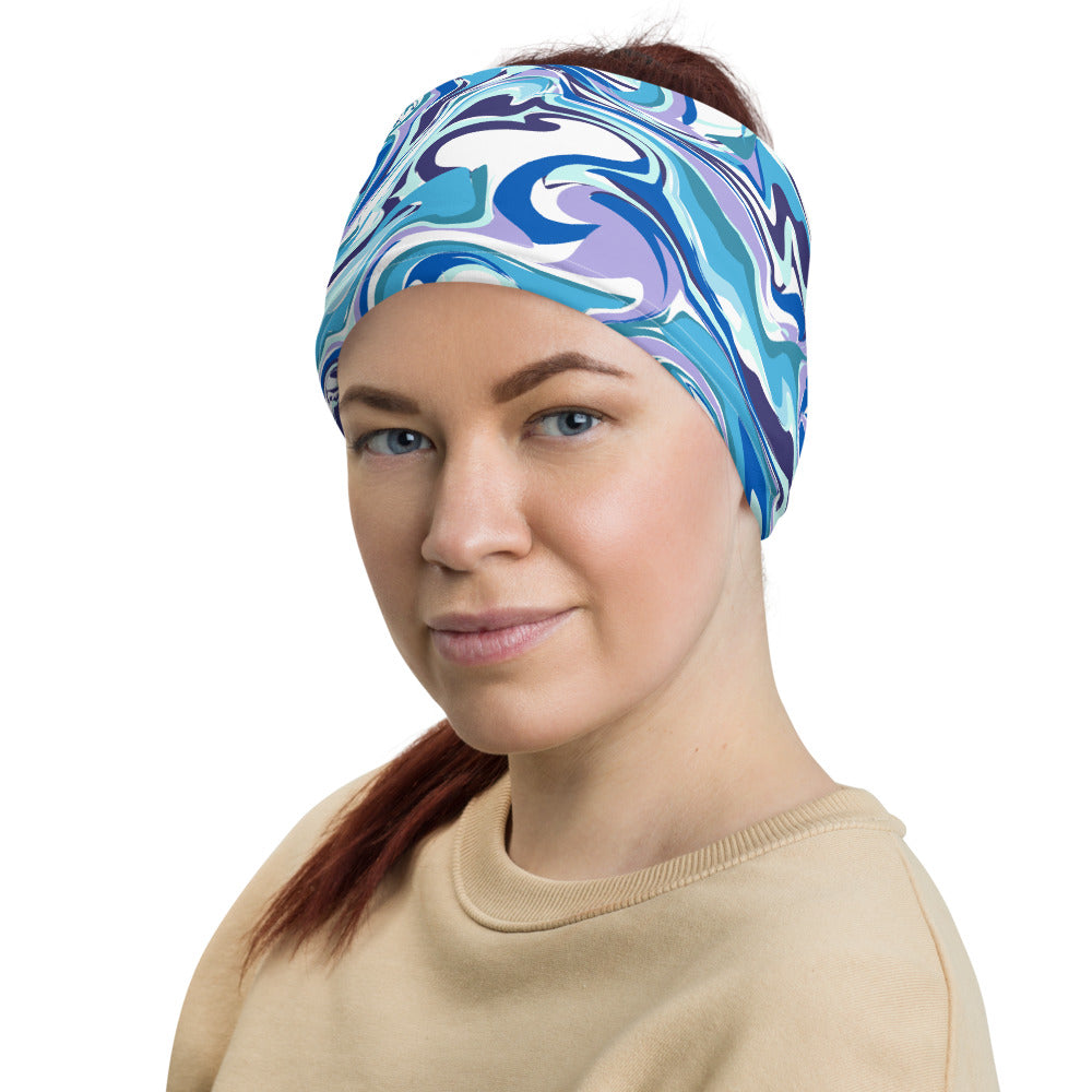 Blue Marble Paint Swirls Multifunctional Headband Neck Gaiter