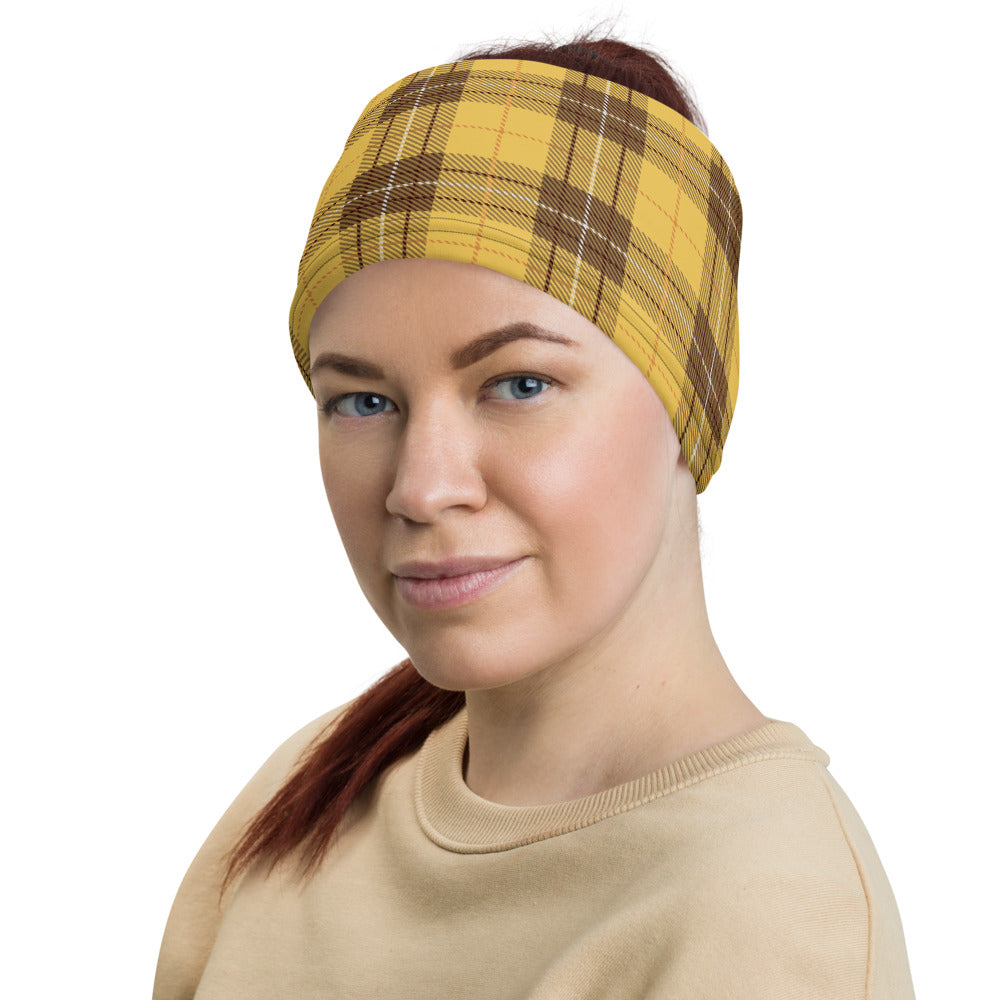 Yellow Private School Plaid Multifunctional Headband Neck Gaiter