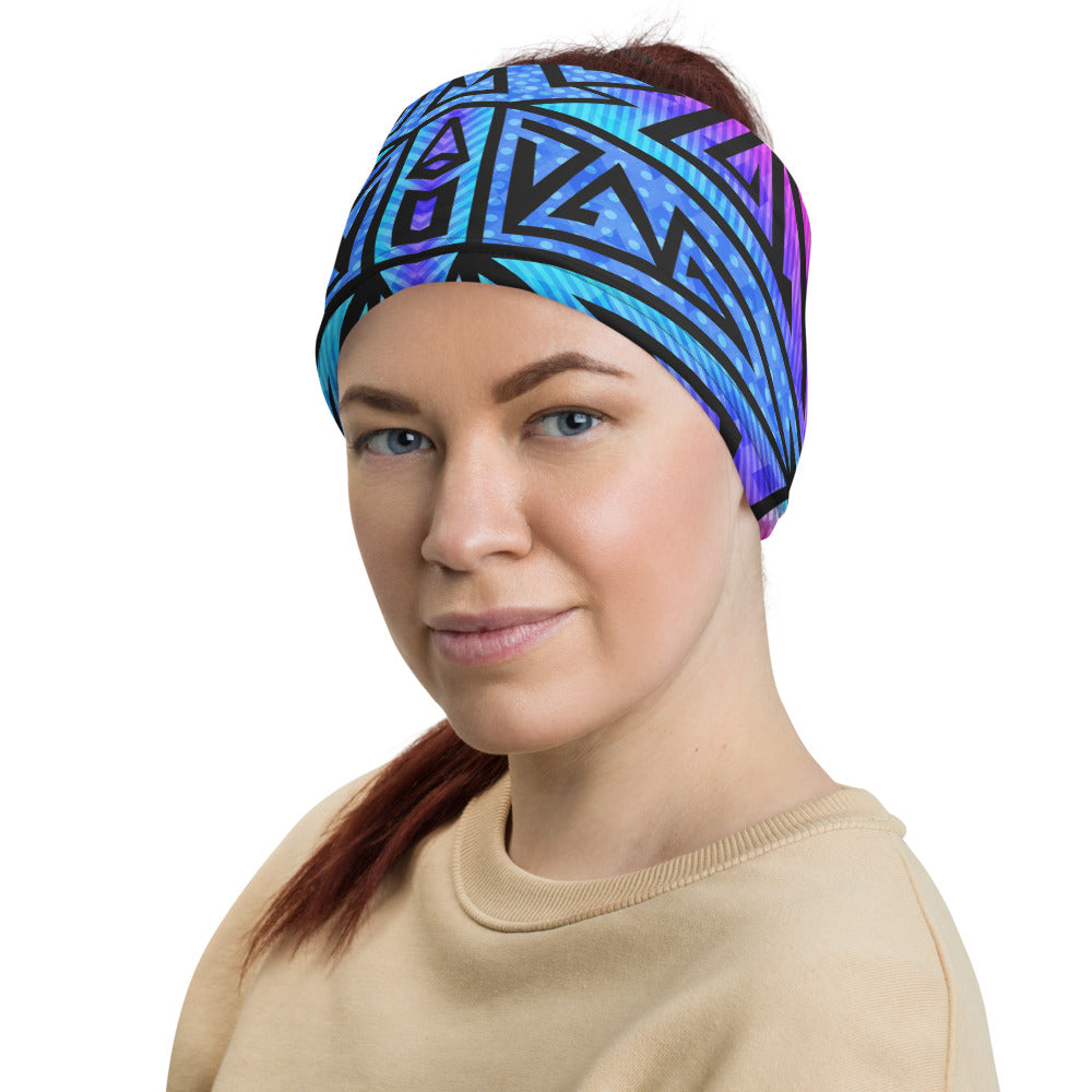 Pink Blue Tribal Graffiti Multifunctional Headband Neck Gaiter