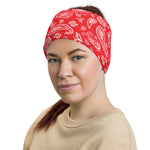 Classic Red Paisley Pattern Multifunctional Headband Neck Gaiter