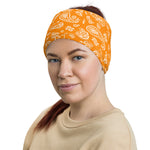 Classic Orange White Paisley Multifunctional Headband Neck Gaiter