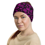 Classic Black Pink Paisley Multifunctional Headband Neck Gaiter