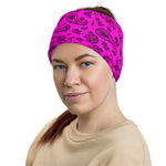 Pink Black Paisley Multifunctional Headband Neck Gaiter