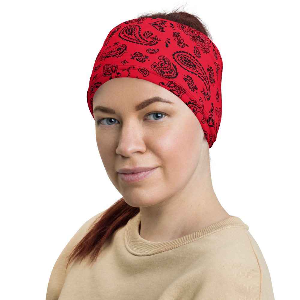 Red Black Paisley Multifunctional Headband Neck Gaiter