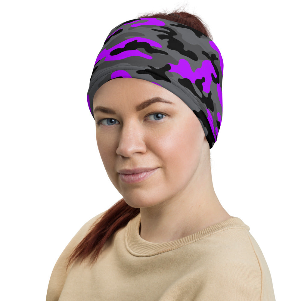 Black Purple Camouflage Multifunctional Headband Neck Gaiter